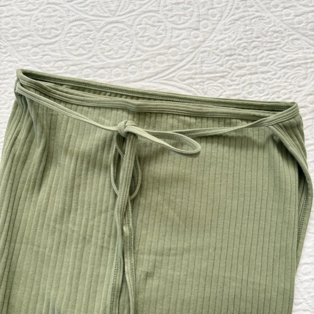 Baserange Brig Ribbed Wrap Skirt, Green Sz S